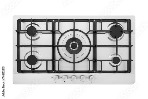 Steel stove isolated on white background .top view