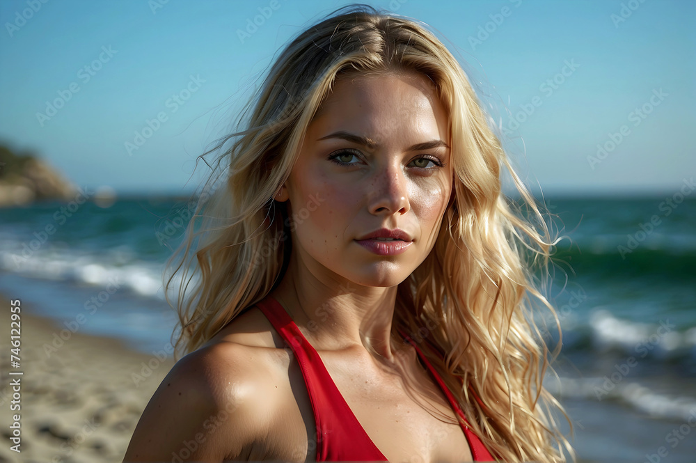 Beautiful Blonde Enjoying the Beach on a Sunny Day Beautiful Blonde Enjoying the Beach on a Sunny Day