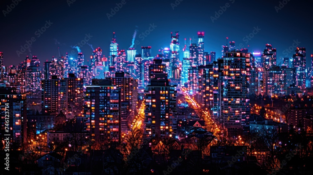 Fototapeta premium view of the city at night from the top of a tall building