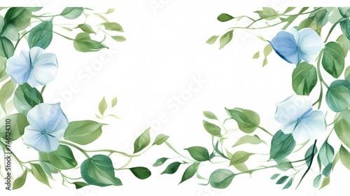Green leaves watercolor copy space  green leaves with space for text