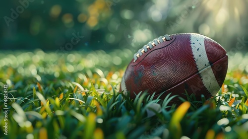 american football ball on green grass