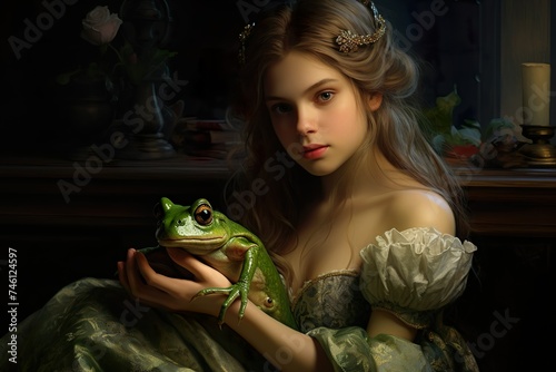 Princess with a frog on her hand