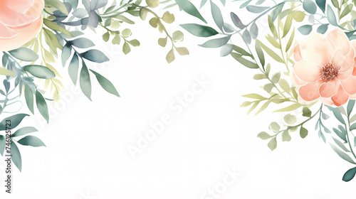 Hand painted light leaves decorative background #746125723