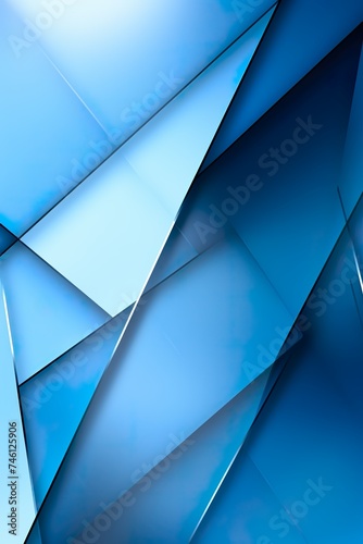 wallpaper; minimalistic background design; reflecting diagonals and futuristic triangular shapes of blue color