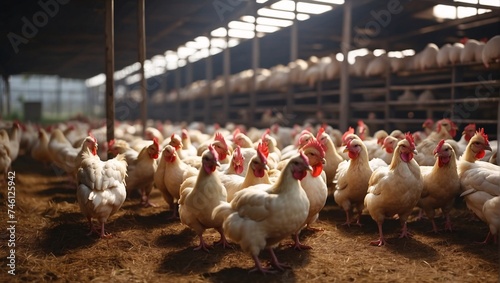 At the bustling poultry facility, hens tirelessly lay eggs, enriching the farm's output. The lively atmosphere resonates with the rhythm of egg-laying, vital aspect of poultry farming. Poultry farming