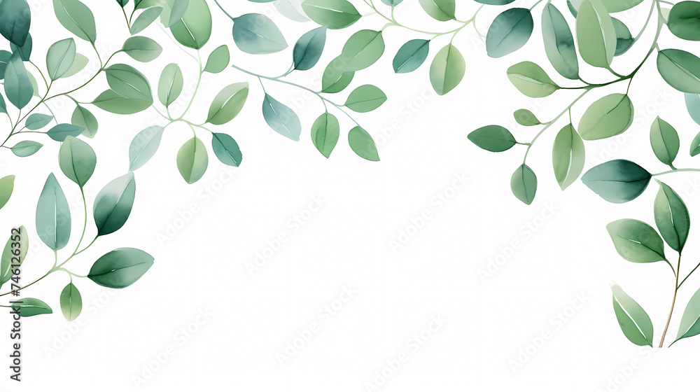 Hand painted light leaves decorative background