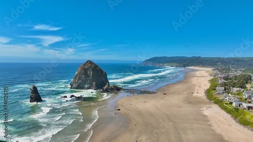 The iconic haystack rock in Cannon, Beach, Oregon photo
