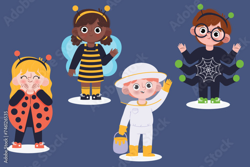 flat carnival costumes collection design vector illustration