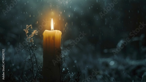 A defiant spark, the candle's flickering flame battles the encroaching darkness with the wind's whims.