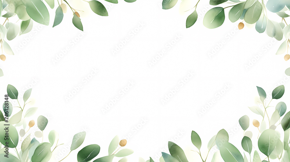 Green leaves in watercolor background Green leaves in watercolor background