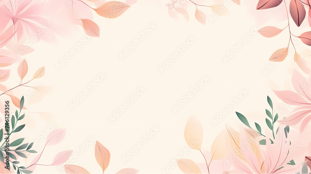 Green leaves in watercolor background