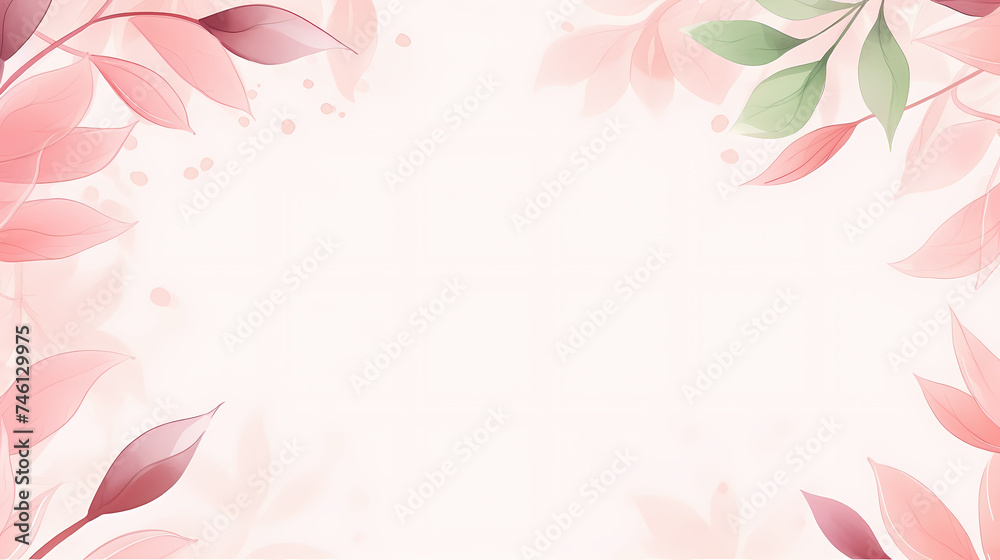 Obraz premium Watercolor floral frame border with green leaves, branches and elements