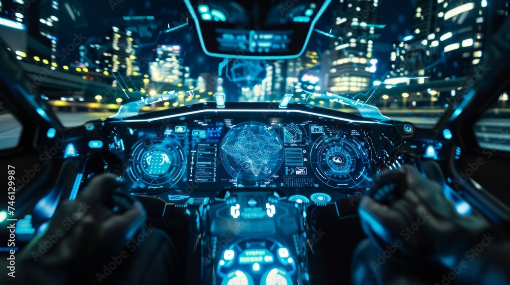 A futuristic vehicle integrated with a Graphical User Interface (GUI ...