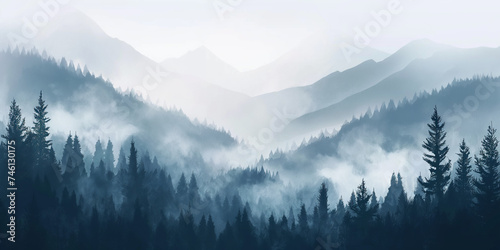 Wide atmospheric landscape wall art for home  banner  card  web decoration  paint canvas  print