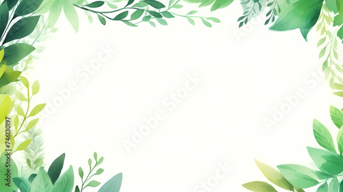 Wallpaper Mural Watercolor floral frame border with green leaves, branches and elements Torontodigital.ca
