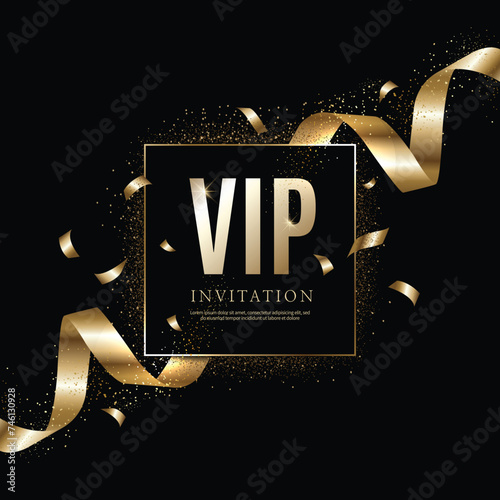 Luxury black with golden VIP invitation card
