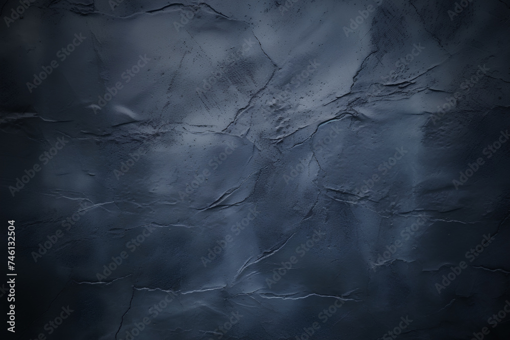 Navy grunge background with scratches dirty blue cement textured wall. Vintage wide long backdrop for design web banner - obrazy, fototapety, plakaty 
