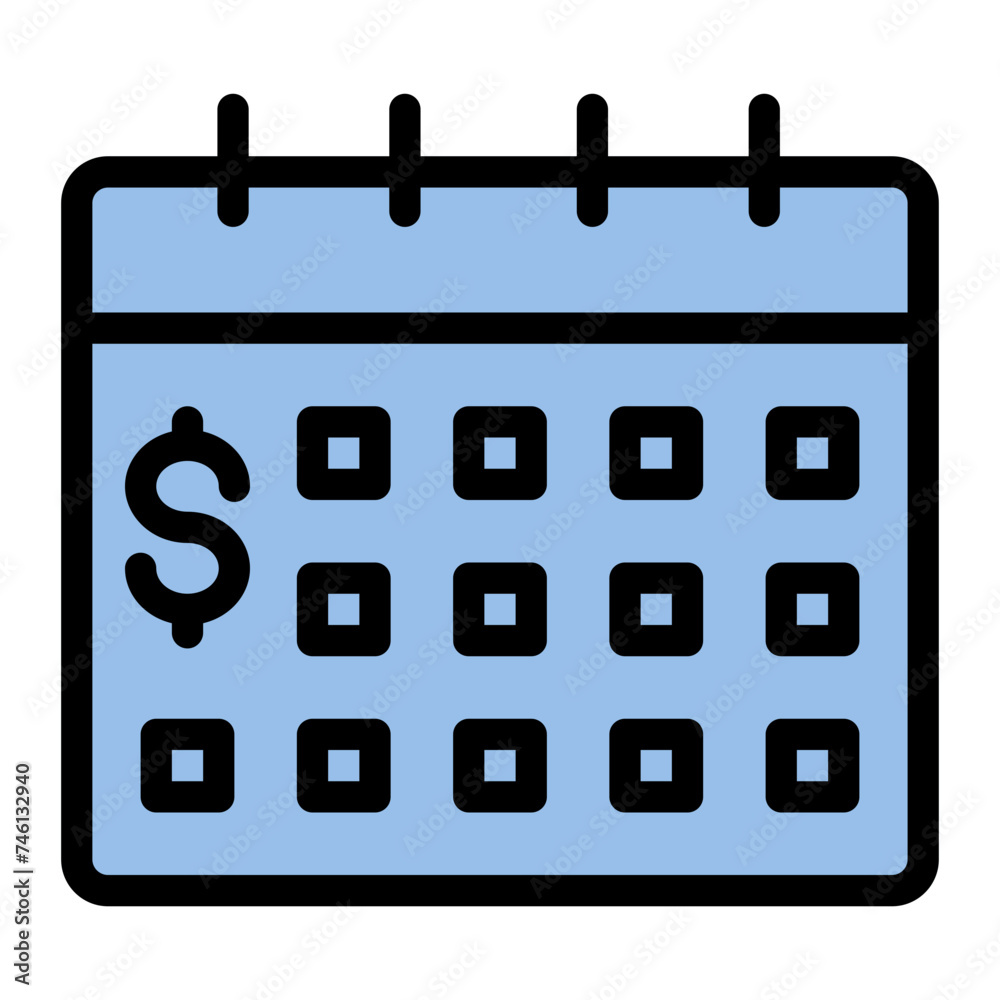 This is the Calendar icon from the Finance icon collection with an Color Lineal style
