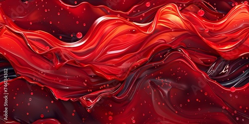 Abstract Composition Seamless Background Featuring Vibrant Red Waves. Concept Abstract Art, Seamless Background, Vibrant Red Waves