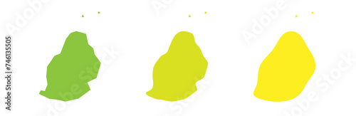 Mauritius country black outline and colored country silhouettes in three different levels of smoothness. Simplified maps. Vector icons isolated on white background.