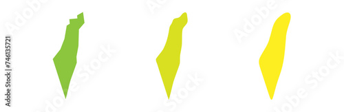Israel country black outline and colored country silhouettes in three different levels of smoothness. Simplified maps. Vector icons isolated on white background.