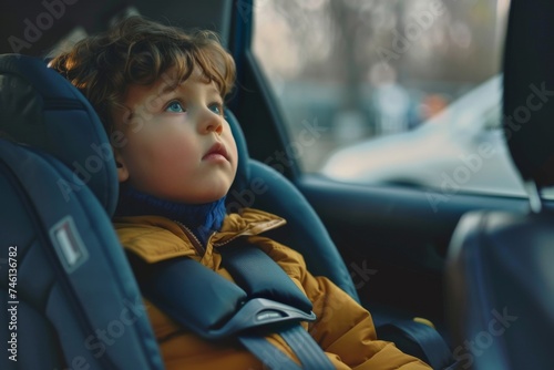 Image showing a young child taking a nap in a car safety seat, highlighting the importance of child safety and comfort during travel