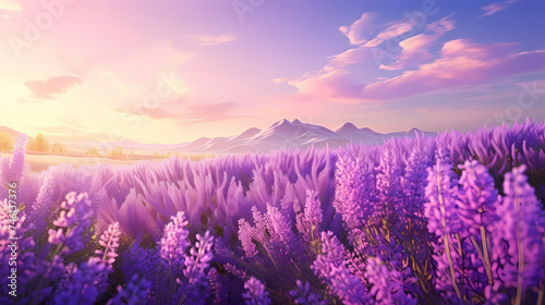 Panoramic view of lavender fields in bloom © Derby