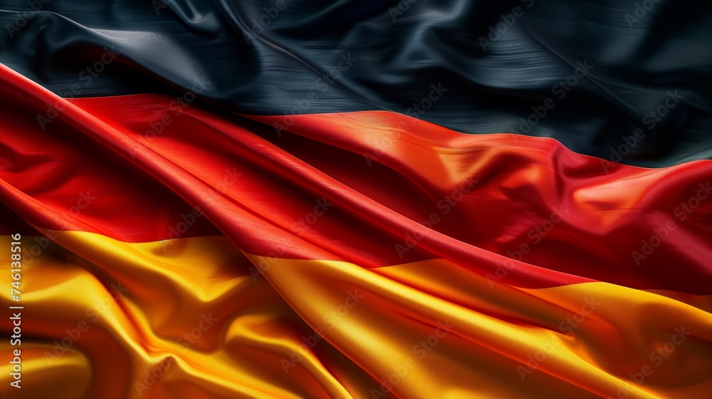 Vibrant German Flag Waving Elegantly with Satin Texture
