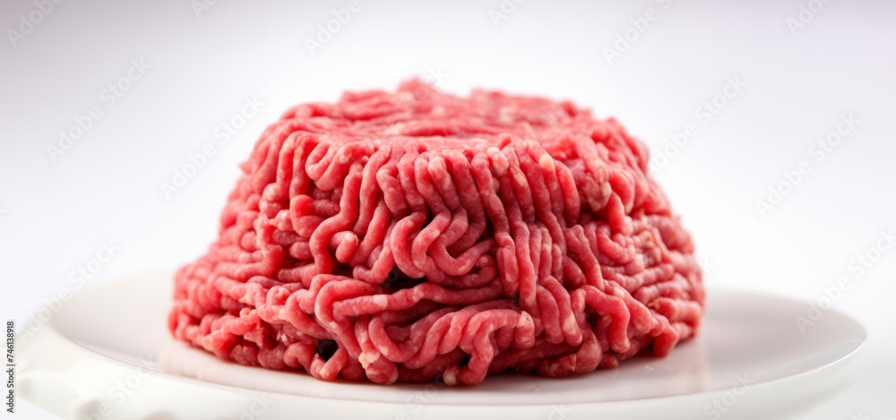 Fresh raw beef minced meat isolated. Raw ground pork. Fresh raw beef minced meat isolated. Raw ground pork.