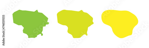 Lithuania country black outline and colored country silhouettes in three different levels of smoothness. Simplified maps. Vector icons isolated on white background.