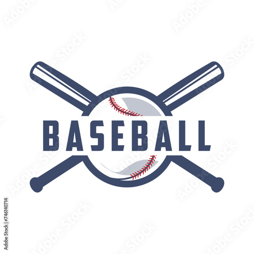 Modern vector baseball logo baseball softball sport simple bat and ball template illustration