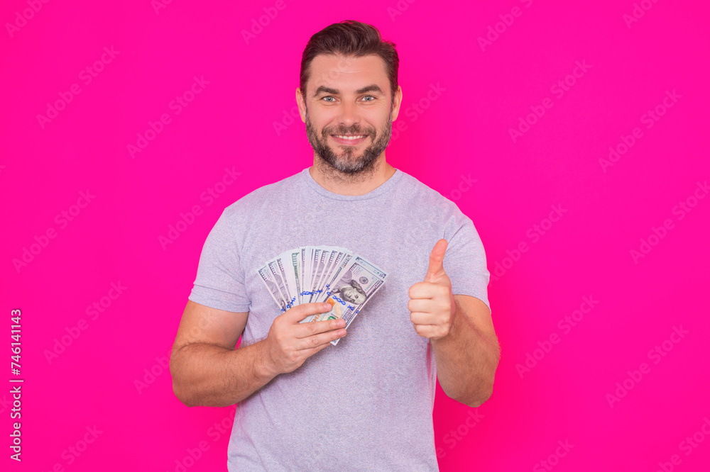 Business man with money banknotes. Male entrepreneur with dollar bills. Lucky boss, insurance agent, manager. Freelancer with cash. Boss, director owner concept. Money for small business. Business man with money banknotes. Male entrepreneur with dollar bills. Lucky boss, insurance agent, manager. Freelancer with cash. Boss, director owner concept. Money for small business.