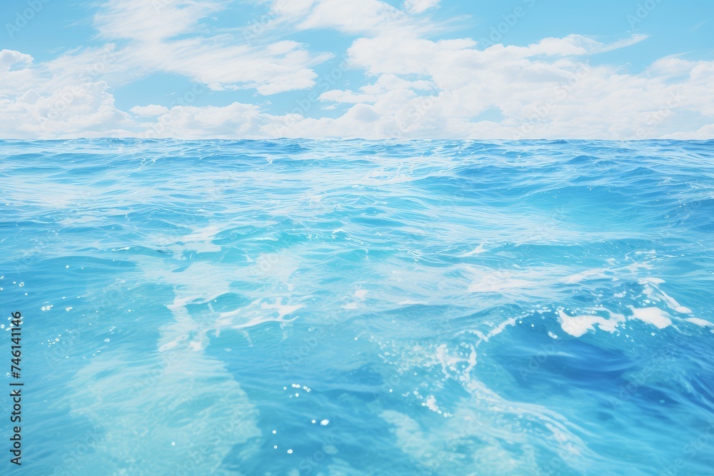 Fototapeta premium Crystal-clear Pristine ocean. Beach travel sky. Generate Ai