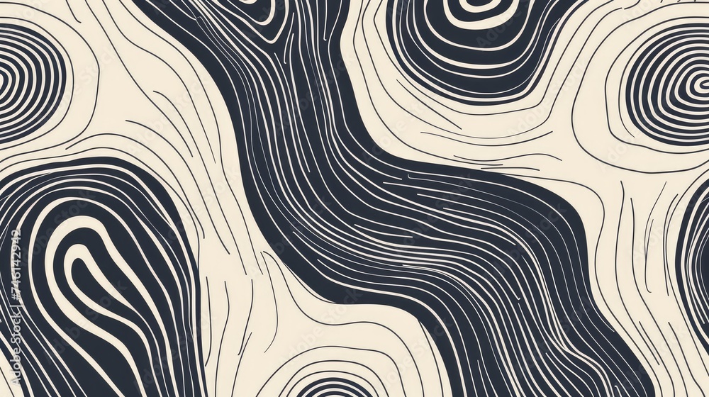 A vector illustration featuring a seamless pattern of hand-drawn lines
