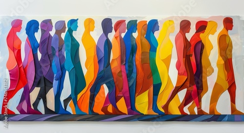 Colorful illustration of a group of people. Concept of a diverse society.