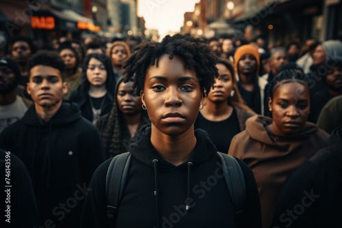 Passionate Protest black people. Racism crowd. Generate Ai