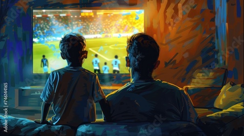 Father And Son Watching Sports On TV © buraratn