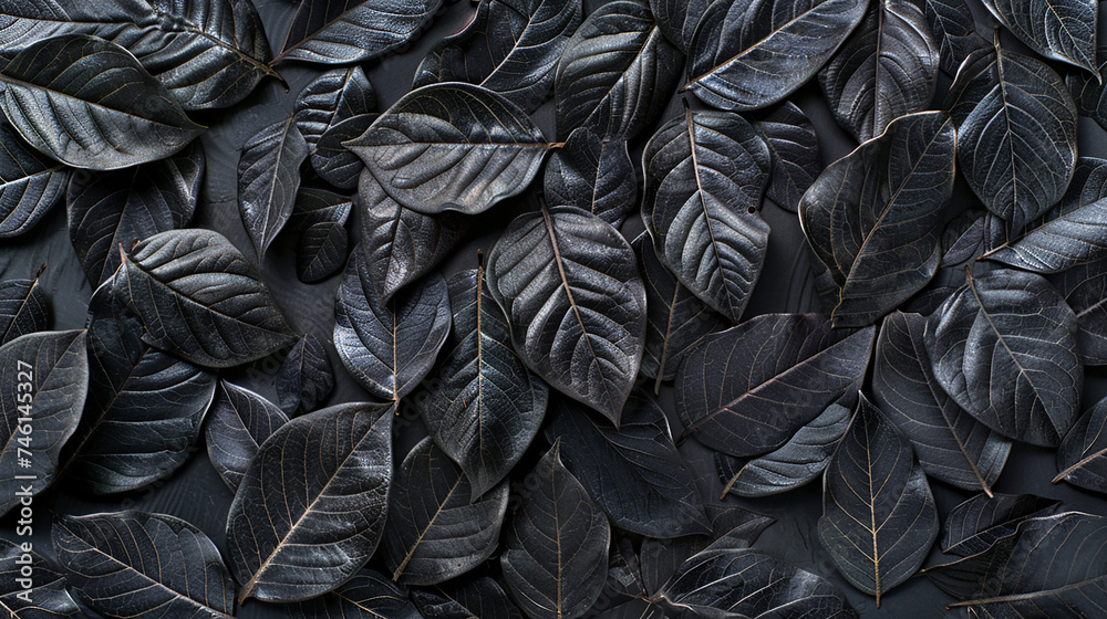 Closeup black leaves texture background Closeup black leaves texture background