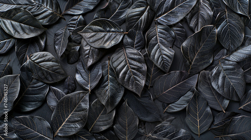 Closeup black leaves texture background