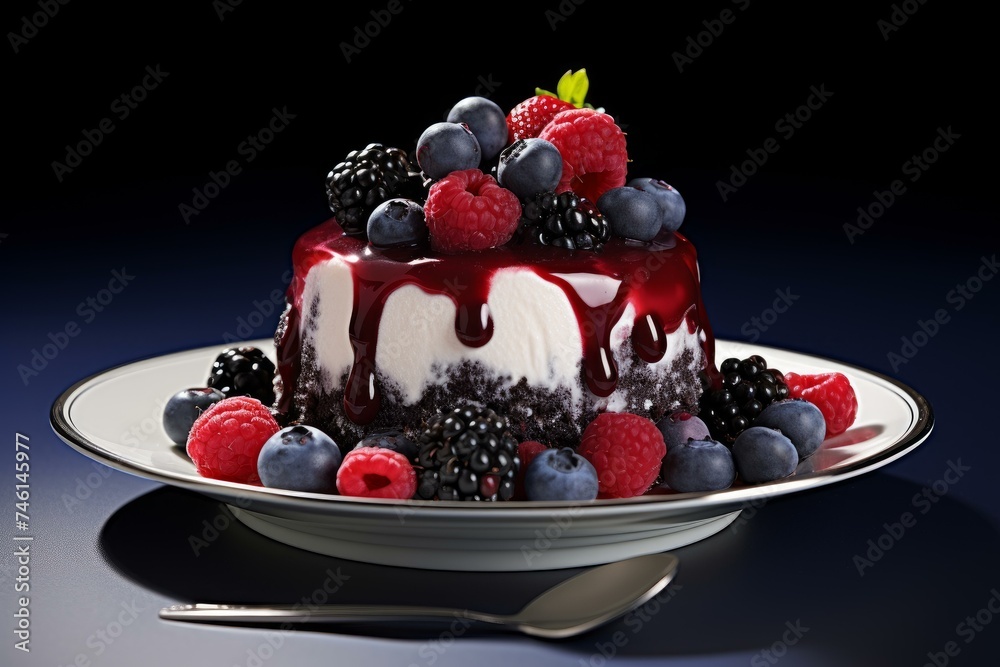 Sweet Pudding berries. Natural organic dessert. Generate Ai Sweet Pudding berries. Natural organic dessert. Generate Ai