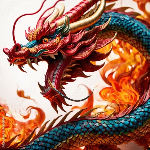 Colorful eastern Cinese dragon, traditional zodiac symbol for Lunar New Year