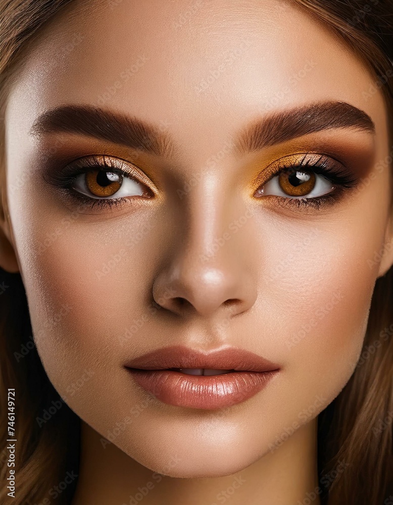 close up portrait of woman with brown make-up close up portrait of woman with brown make-up