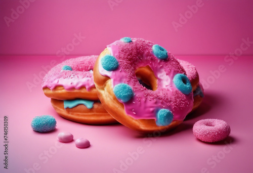 Artificial food decor unusual donut sofa bright and unusual Pink and blue colors © ArtisticLens