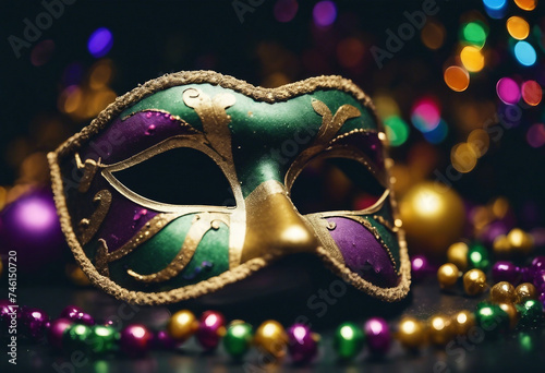 Carnival mask on a dark background suitable for design with copy space Mardi Gras celebration