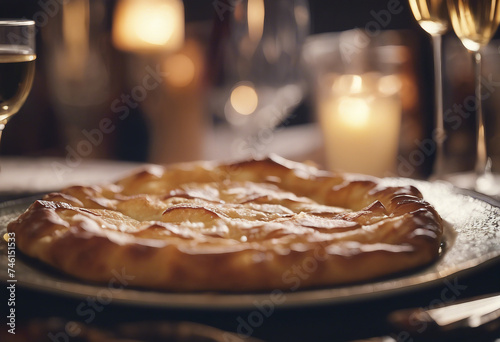 It is a French tradition to serve galette de roi for dinner photo