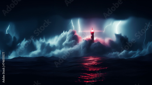 Wallpaper Mural lighthouse in dark night, huge waves hit the beacon, Background is lightning over the stormy sea, Wall Art for Home Decor, Wallpaper for Mobile Cell Phone, Smartphone, Cellphone, Computer, Tablet Torontodigital.ca