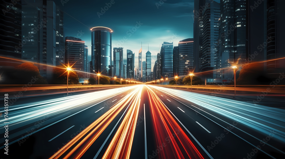 Abstract motion blur city, light trails in urban environment at night, urban movement concept Abstract motion blur city, light trails in urban environment at night, urban movement concept