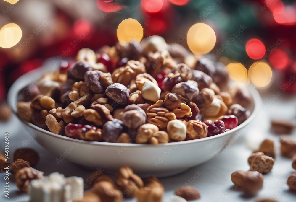 Treats such as candied nuts fruits and soft nougat are a French tradition at Christmas Treats such as candied nuts fruits and soft nougat are a French tradition at Christmas