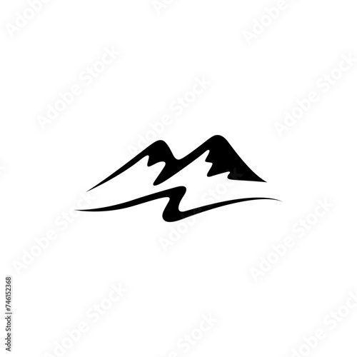 natural scenery mountains and rivers flat vector logo design