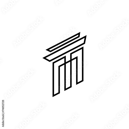 Greek pillar minimalist line art vector logo design